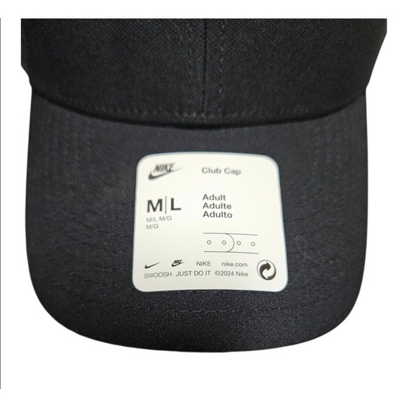 Nike‎ Club Cap Swoosh Training Hat Adjustable Black White Medium Large M/L New - Picture 3 of 9